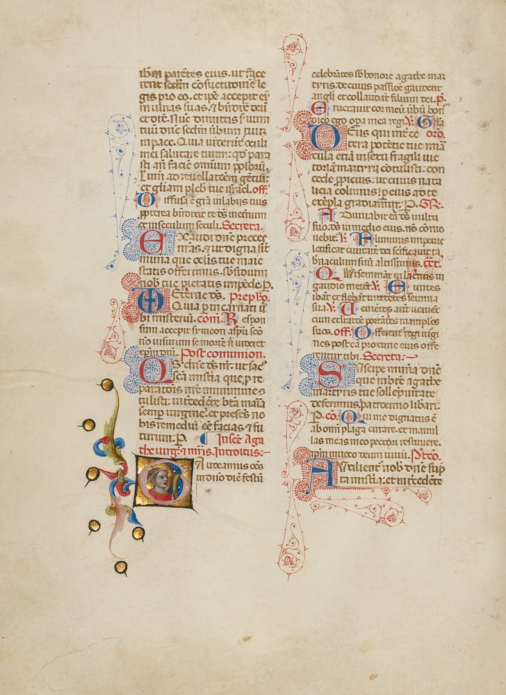 Inicial G: Santa Agatha | Master of the Brussels Initials