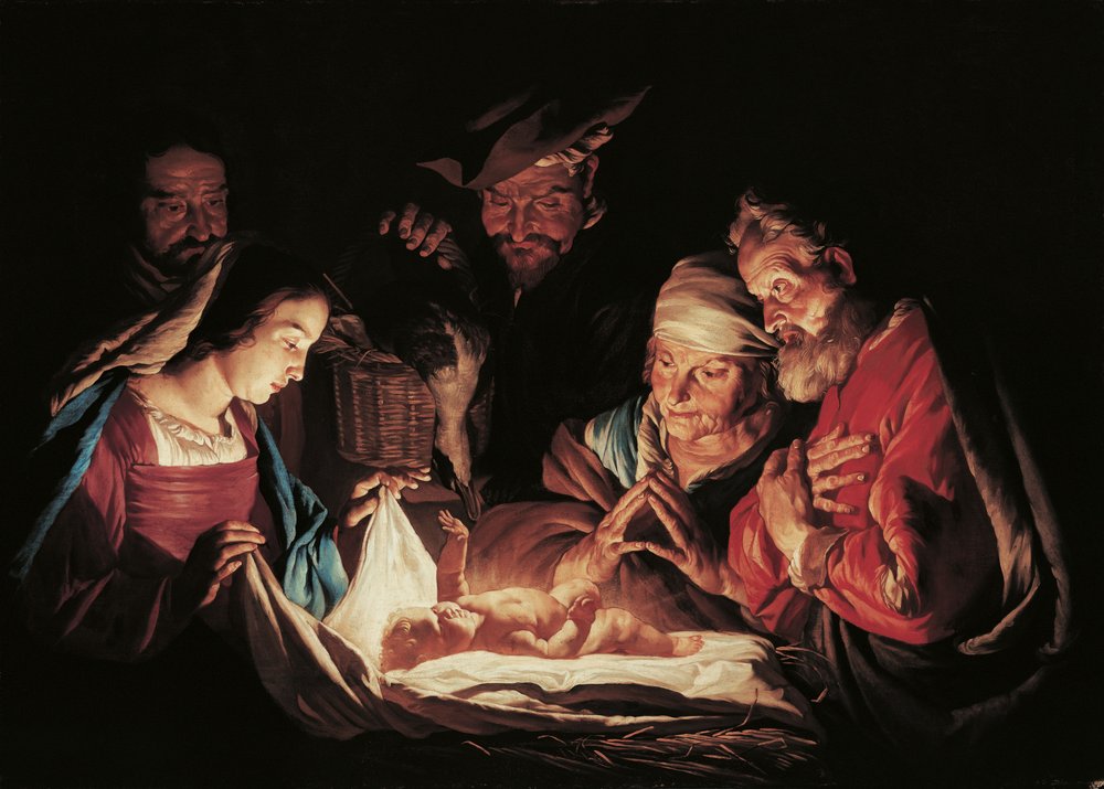 A adoração dos pastores de Matthias Stom