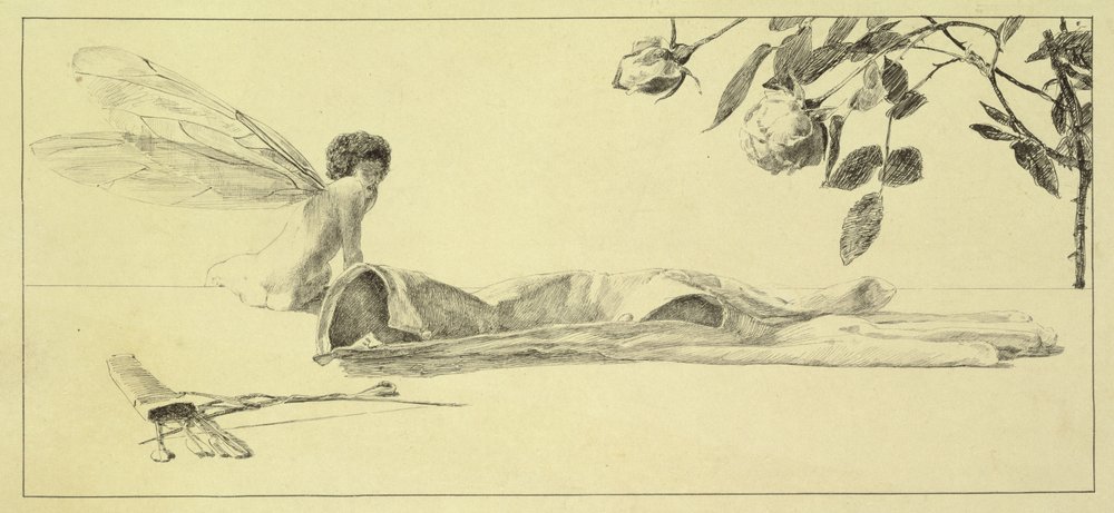 Amor de uma série de dez placas de "Paráfrase sobre a descoberta de uma luva", publicado em 1881, 1878 (aquatint) de Max Klinger
