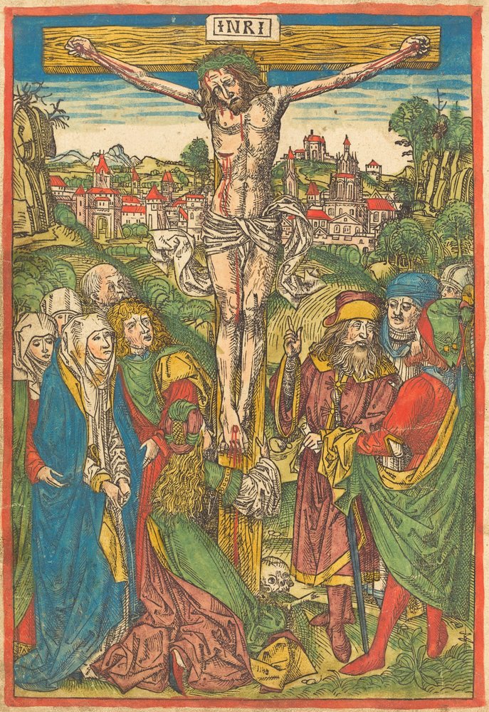 A crucificação com Santa Maria Madalena de Michael Wolgemut