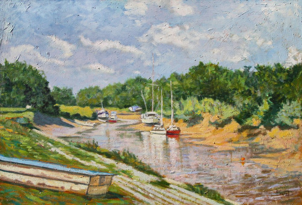 Le Port de Saint Christoly Medoc, 2003 (óleo sobre tábua) de Michel Bultet