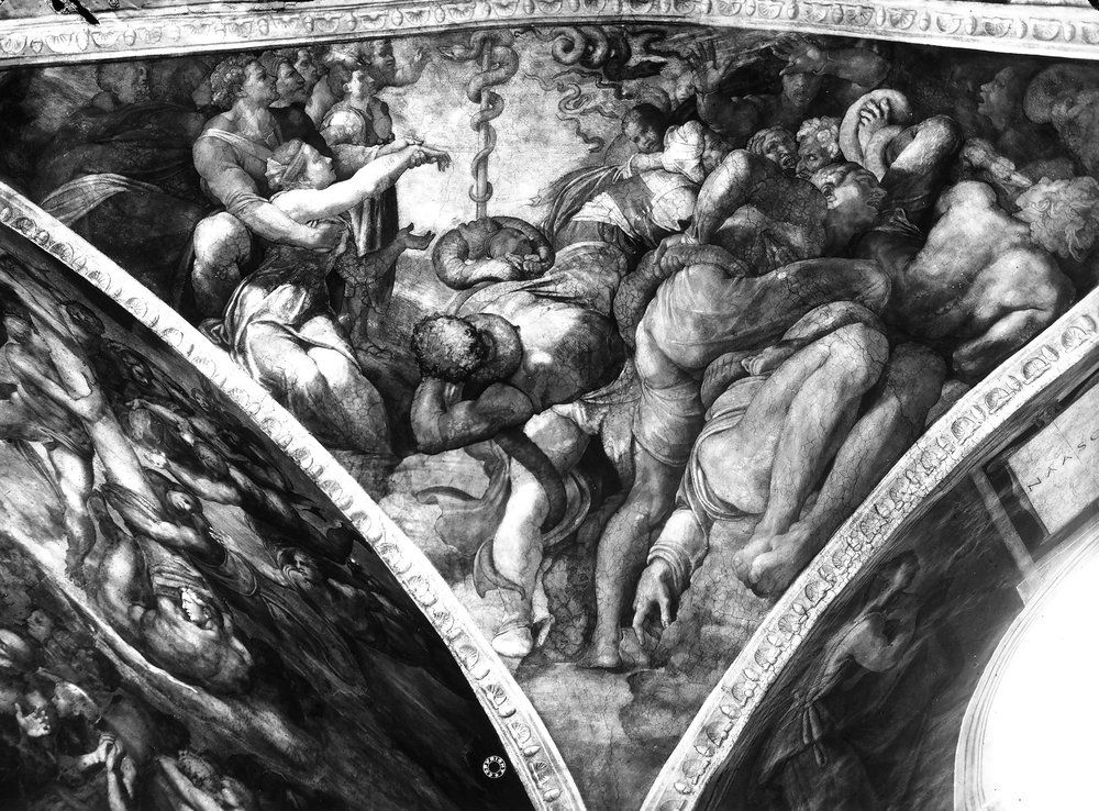 A Serpente de Bronze, do teto da Sistina de Michelangelo Buonarroti