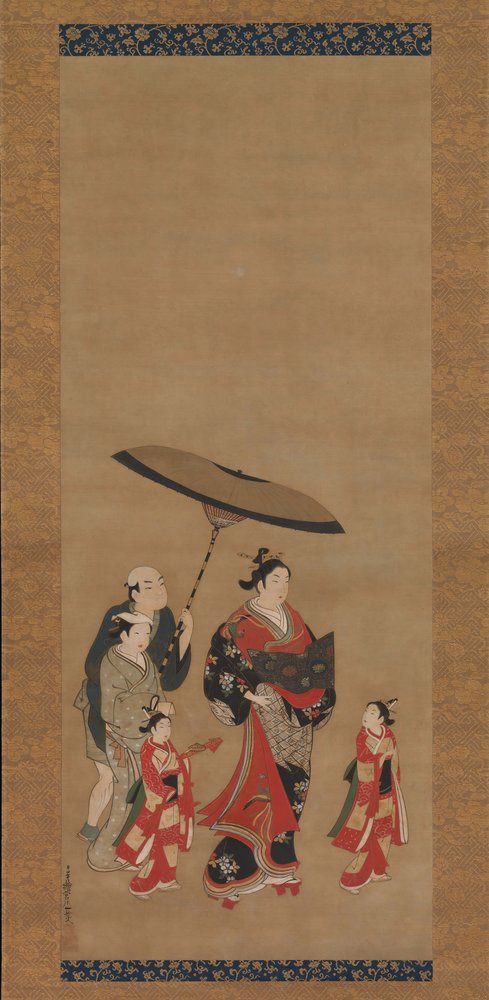 Cortesã em Parade, final da década de 1730 e início da década de 1740. de Miyagawa Issho