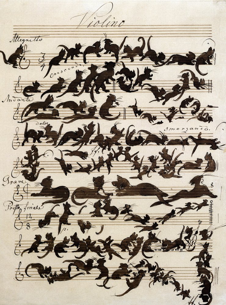 A Sinfonia do Gato (Die Katzensymphony) desenho de Moritz von Schwind de 1868. Staatliche kunsthalle karlsruhe. de Moritz Ludwig von Schwind