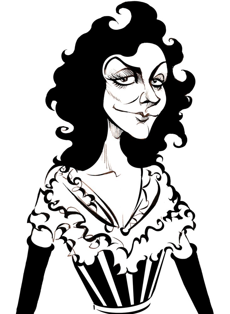 Yvette Guilbert, atriz francesa e cantora de cabaré, (1867 - 1944) caricatura de Neale Osborne