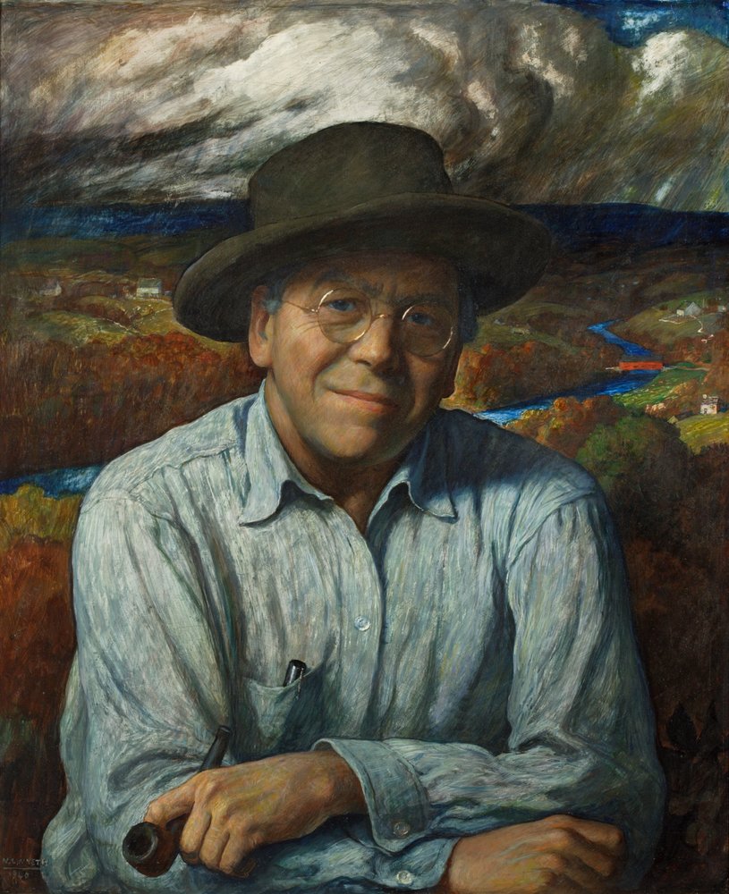 Auto-retrato, 1940 (tempera no painel gessoed) de Newell Convers Wyeth