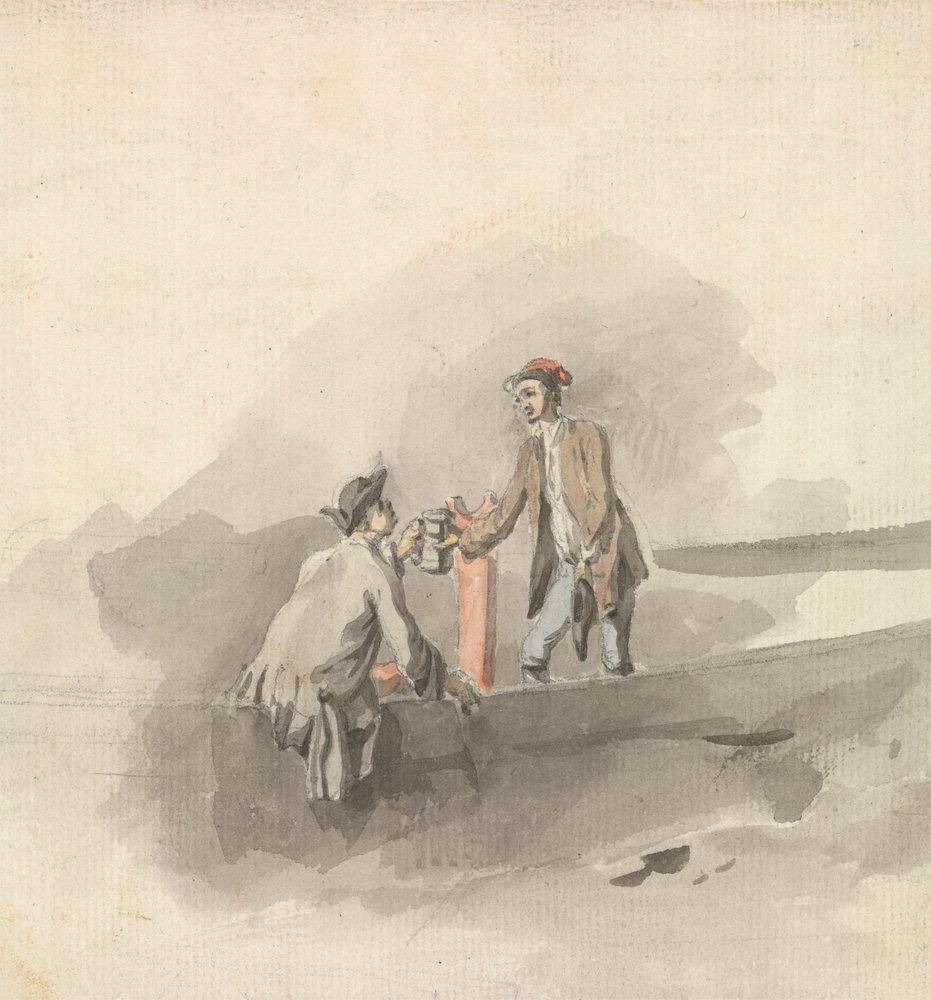 Dois Homens num Tanque de Reciclagem de Barcos (?)