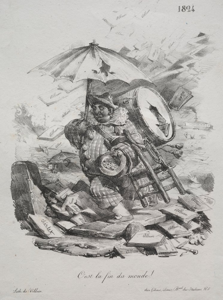 Esboços litográficos: é o fim do mundo! frontispício, 1824. de Nicolas Toussaint Charlet