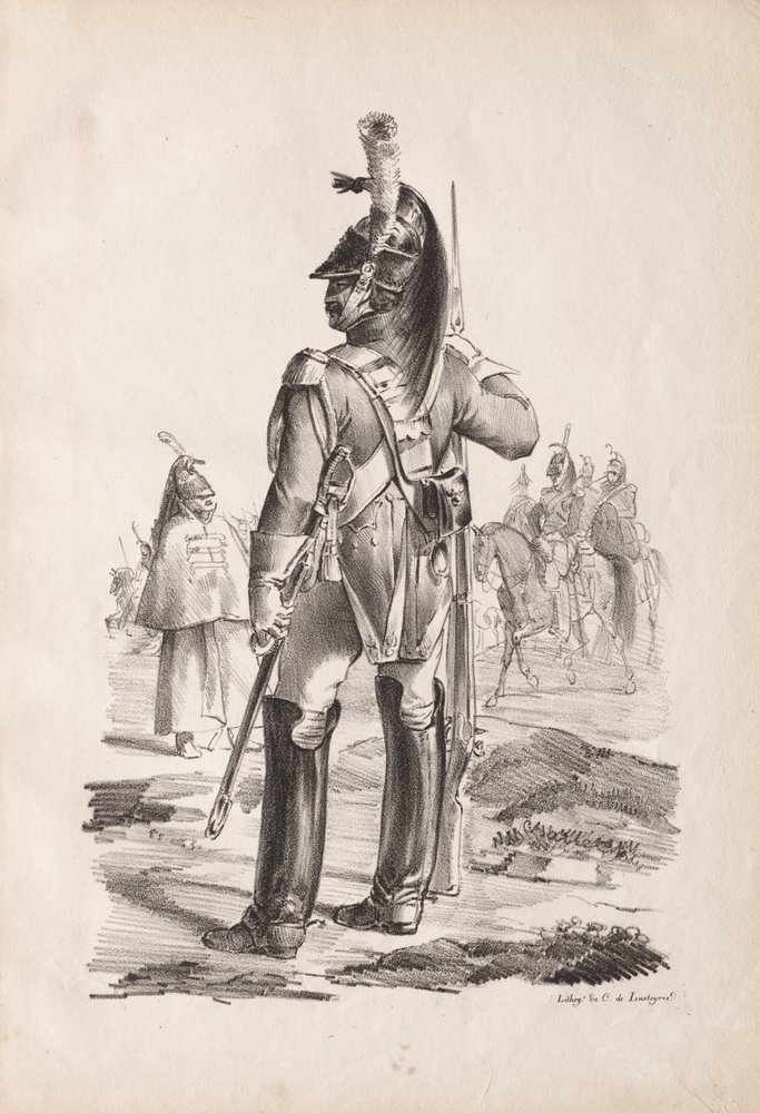 Trajes militares: Granadeiro da Guarda Real, 1814-18. de Nicolas Toussaint Charlet