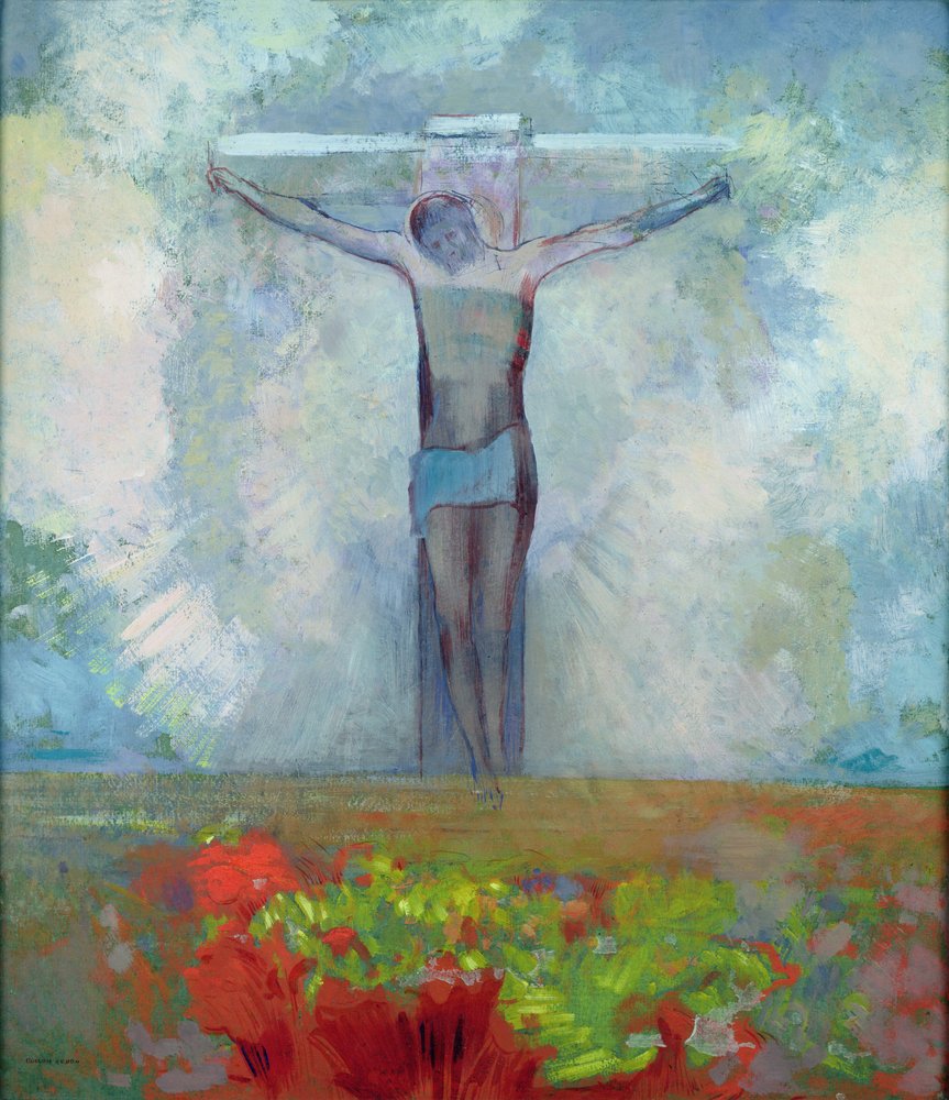 A Crucificação, c.1910 (óleo no cartão) de Odilon Redon