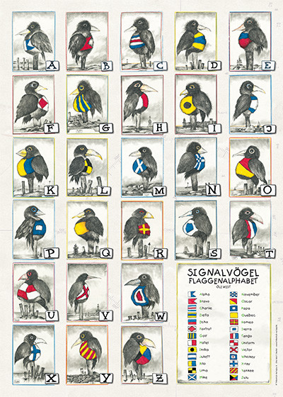 Aves de sinalização - Alfabeto de bandeiras de Ole West