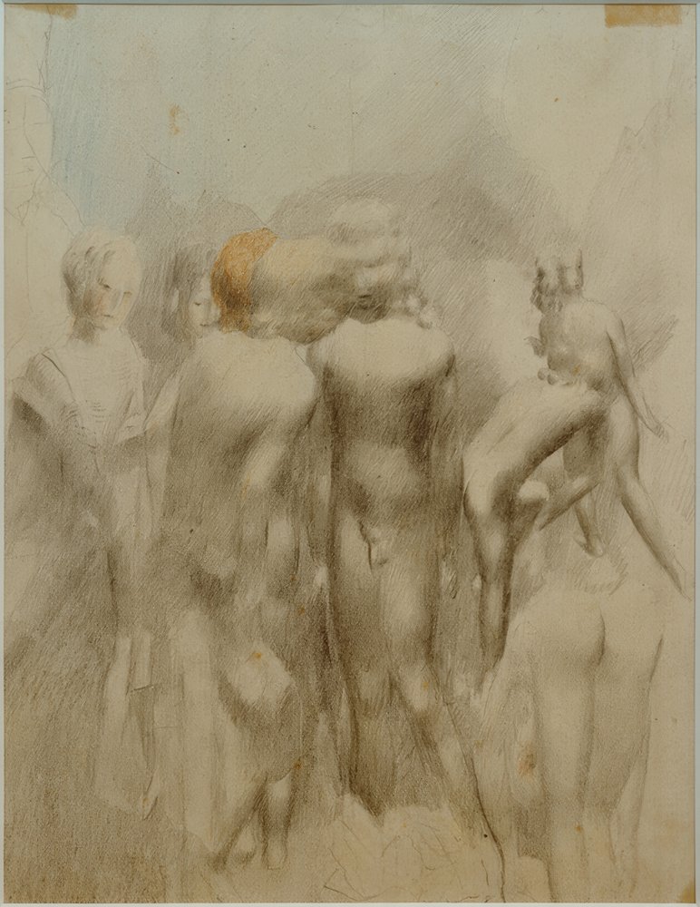 Grupos de meninos nus ao ar livre (banhistas) de Otto Meyer Amden
