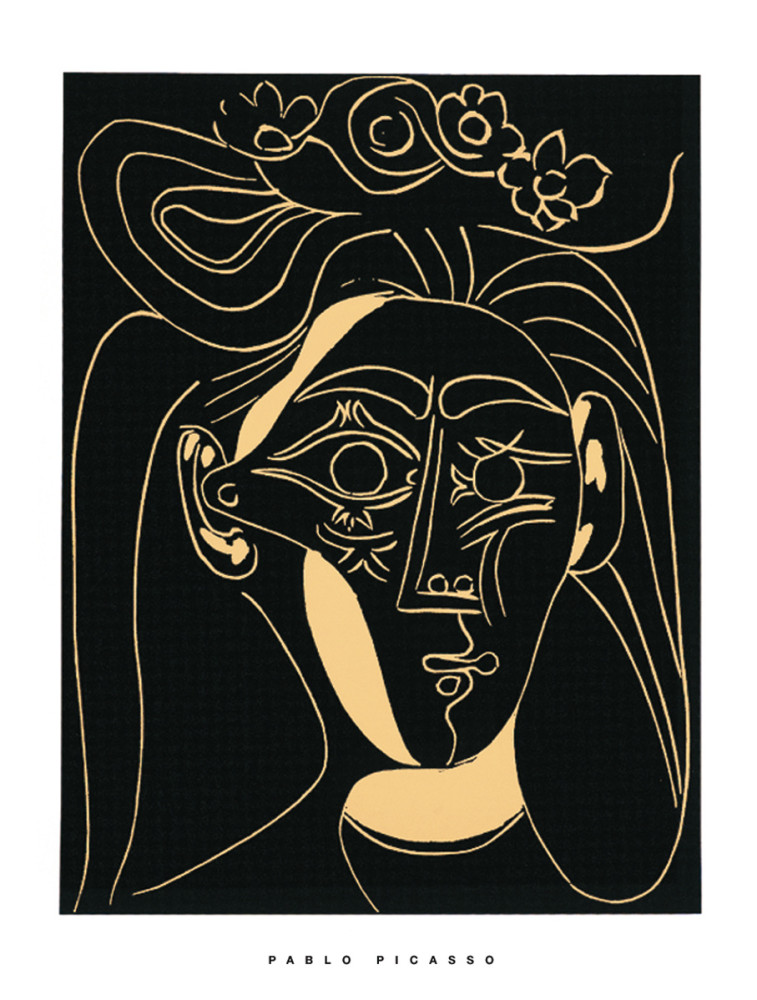 Mulher com chapéu florido, 1962 de Pablo Picasso