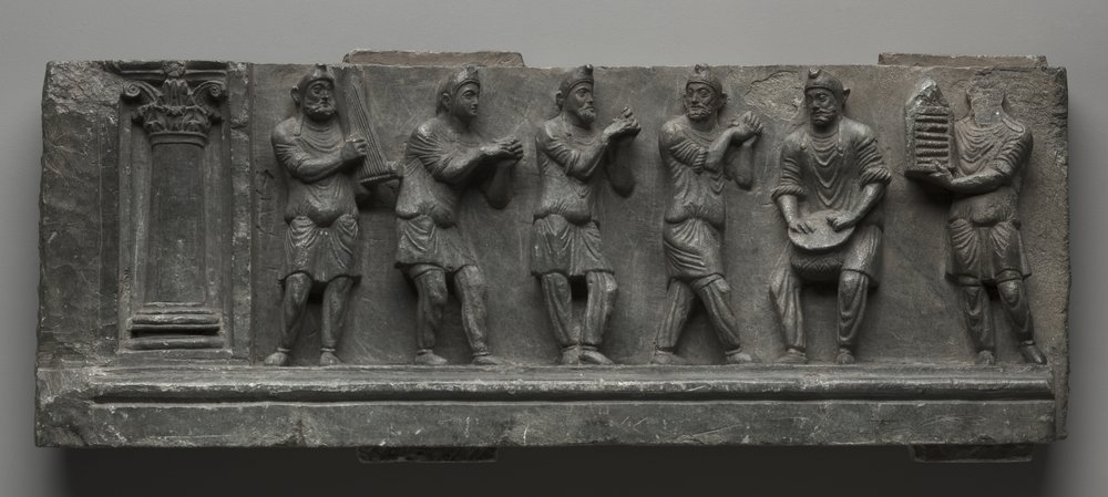 Bacanalian Relief, Paquistão, Gandhara, área de Buner, início do período Kushan (AD 1-320) (xisto) de Pakistani School
