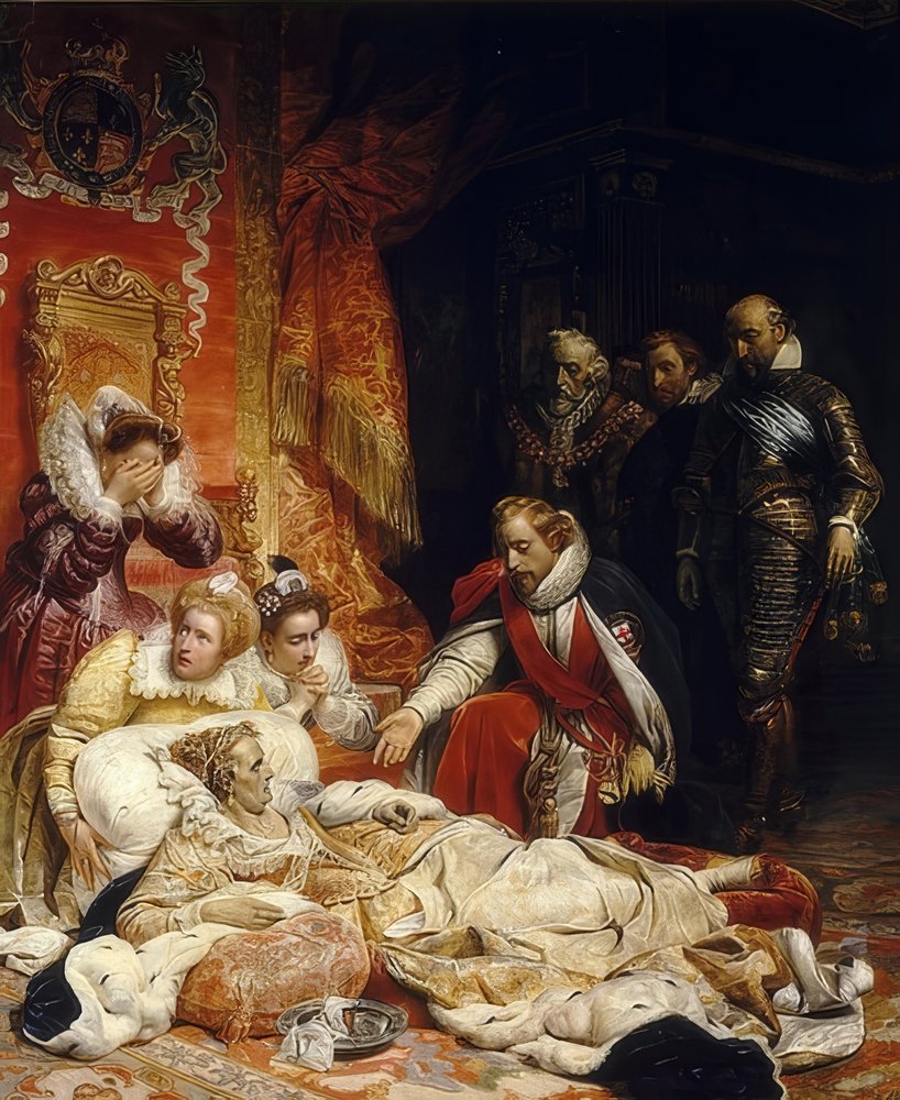 A morte da rainha Elizabeth I da Inglaterra. 1828