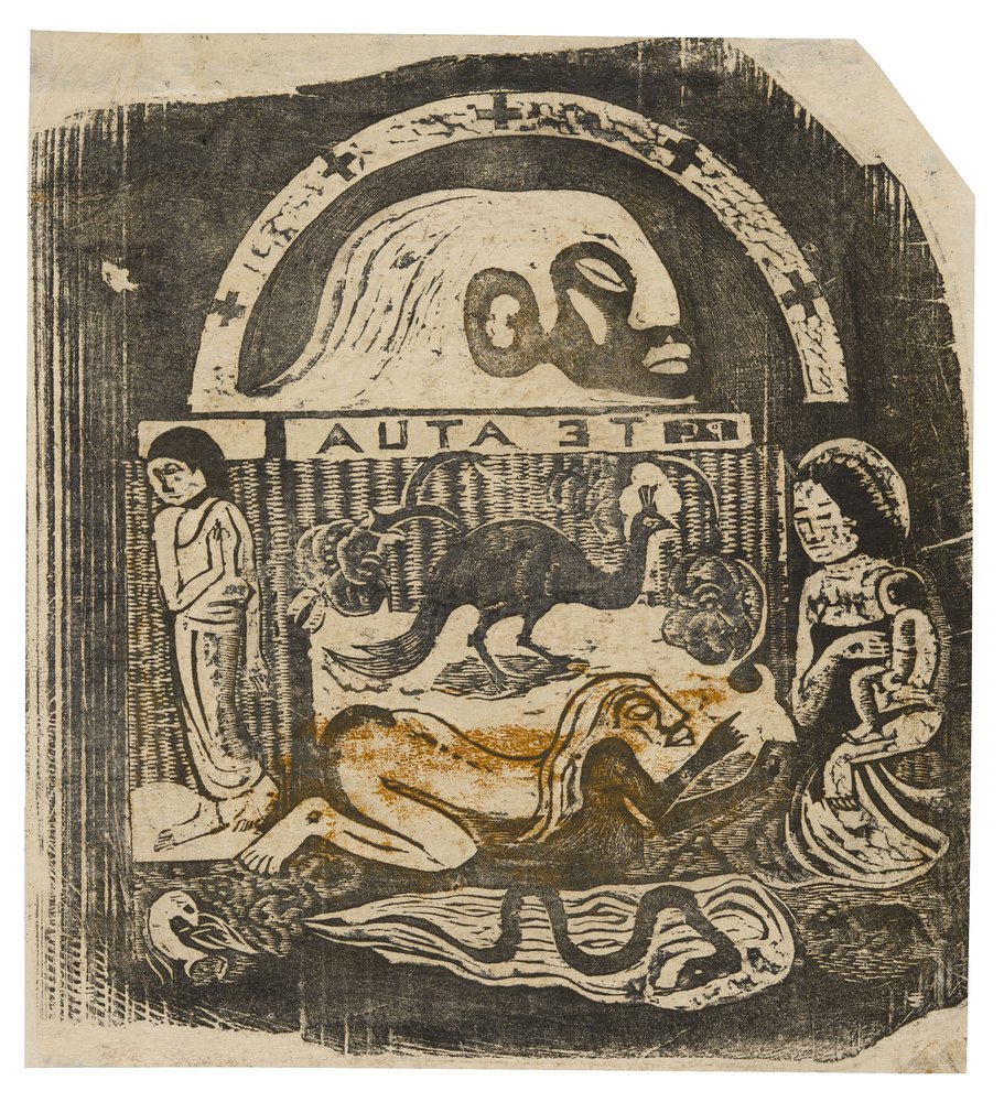 Te atua (O Deus), da suíte de gravuras tardias em xilogravura de Paul Gauguin