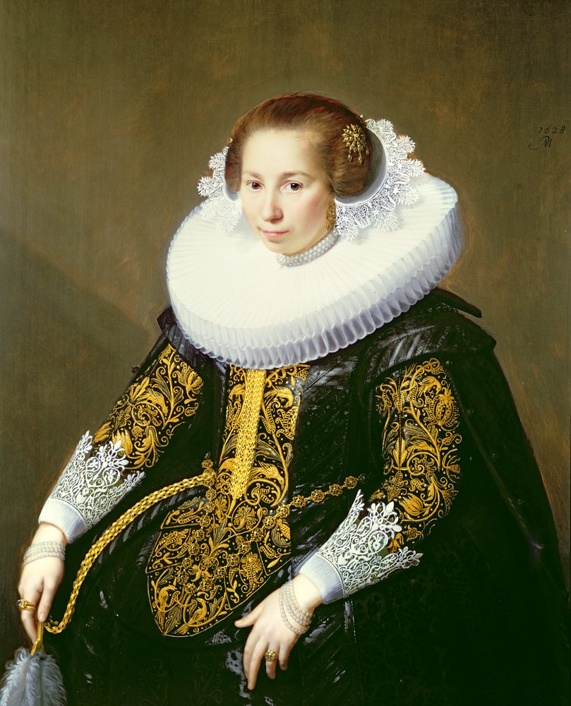 Retrato da Sra. Van Voorst (uma de um par: 132049), 1628 de Paulus Moreelse