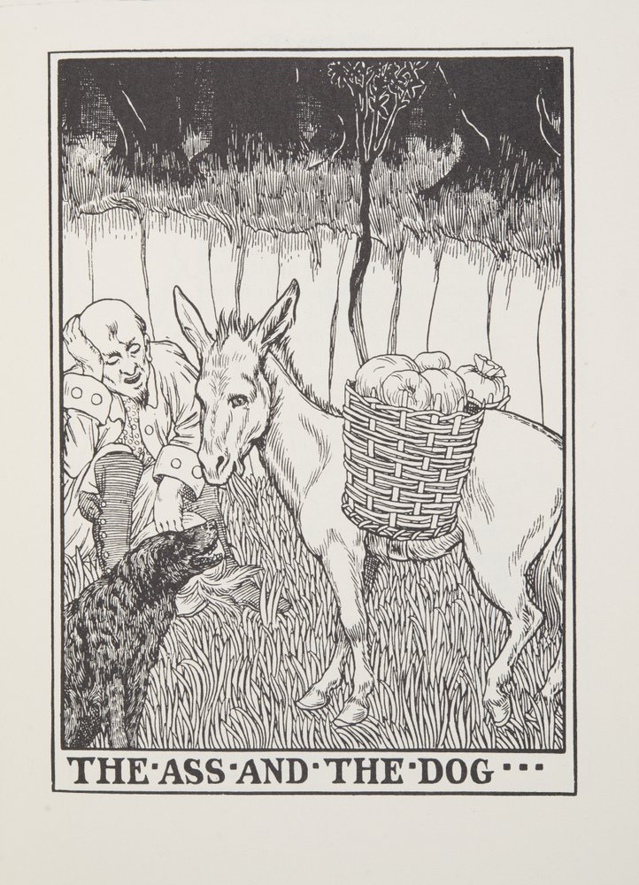 The Ass and the Dog, de Fontaine Fables, pub. 1905 de Percy J. Billingshurst