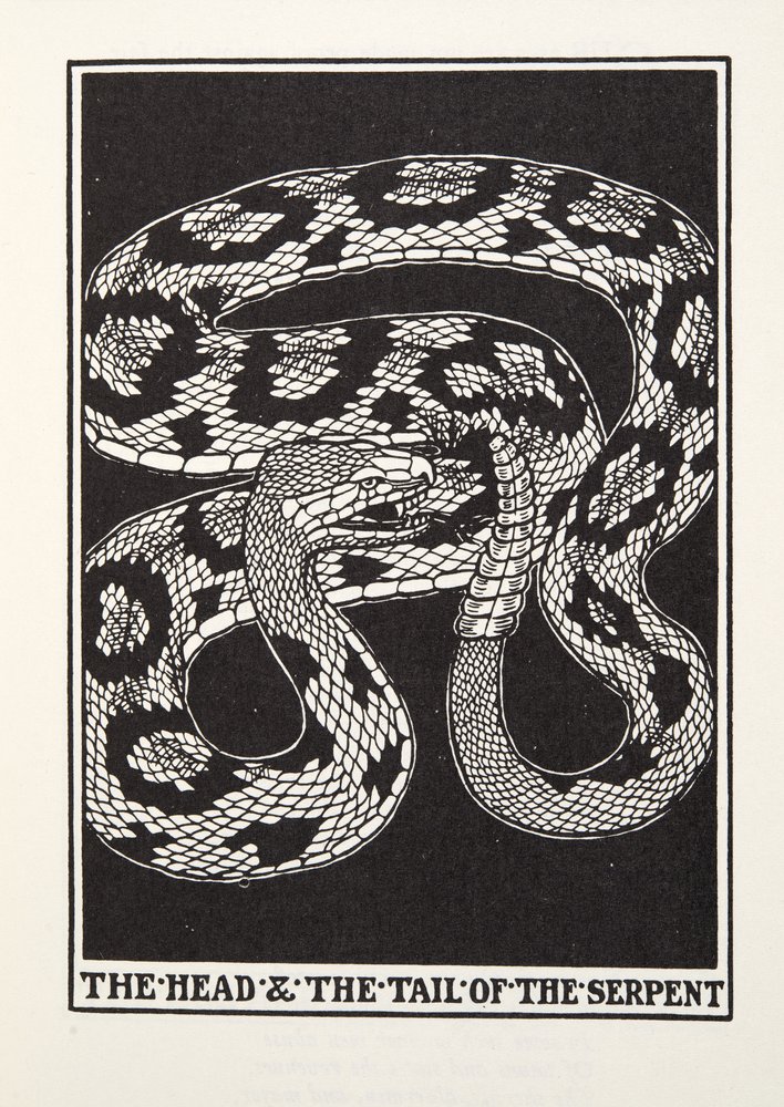 A cabeça e a cauda da serpente, das Fábulas de Fontaine, publicado em 1905 de Percy J. Billingshurst