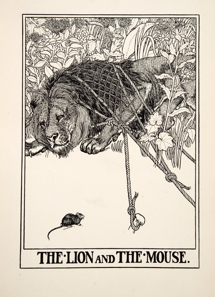 O Leão e o Rato, de Cem Fábulas de Esopo, pub.1903