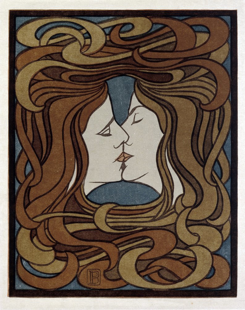O Beijo - Behrens, Peter (1868-1940) - 1900 - Xilogravura - Museu de Artes e Ofícios de Hamburgo de Peter Behrens
