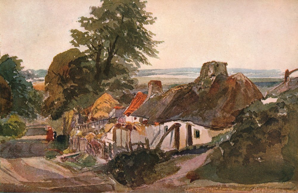 Uma pista com casas de campo, c1820 de Peter de Wint