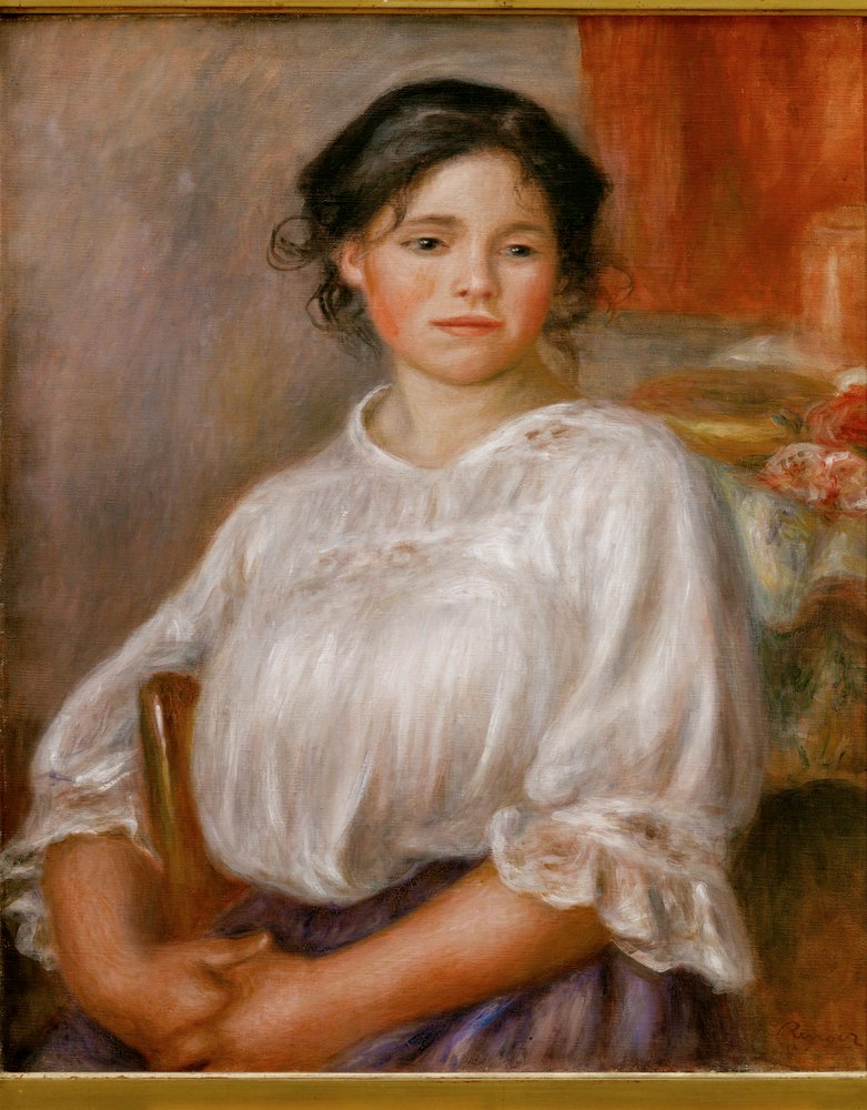 Menina de peito alto (óleo sobre tela) de Pierre Auguste Renoir