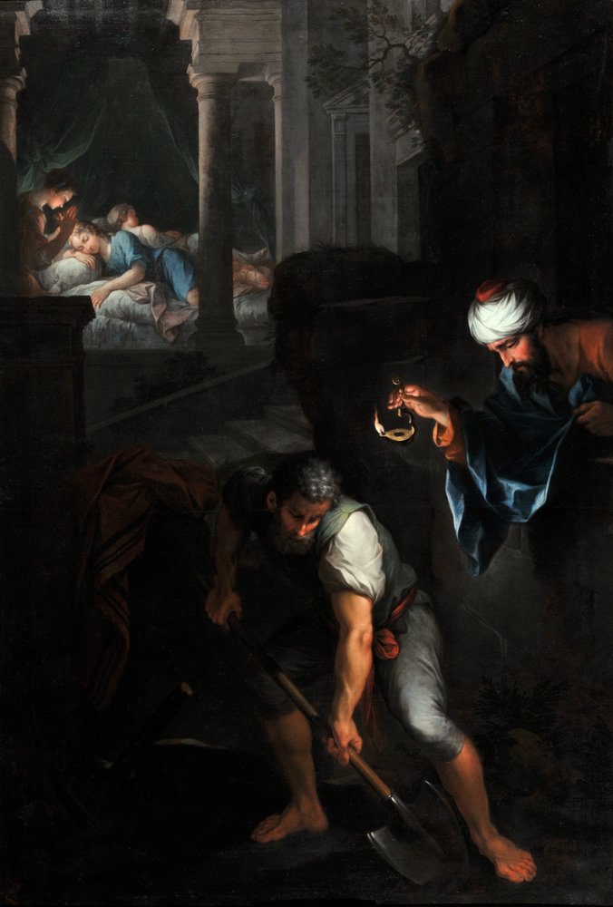 Raguel cavando seu poço (óleo sobre tela) de Pierre Parrocel