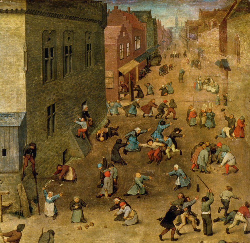 Jogos para crianças (Kinderspiele): detalhe do canto superior direito, 1560 (detalhe de 68945) de Pieter Bruegel the Elder