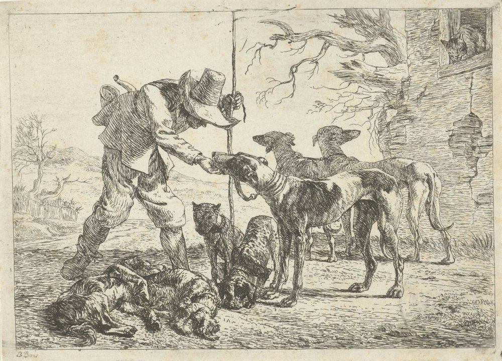 Caçador com sete cães
Vários animais (título da série) de Pieter Bodding van Laer