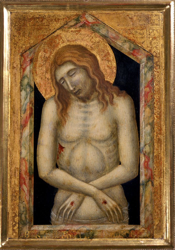 Cristo sofrendo, c.1330 (têmpera na madeira) de Pietro Lorenzetti
