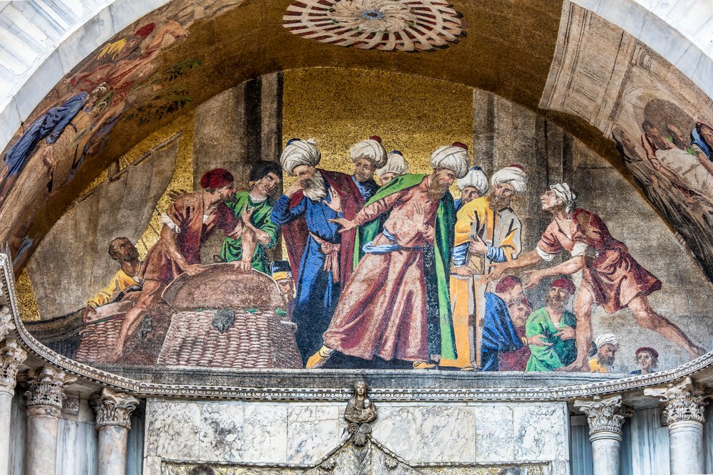 Transporte do corpo de São Marcos de Alexandria para Veneza, cerca de 1660 (mosaico) de Pietro (1605-78) Della Vecchia