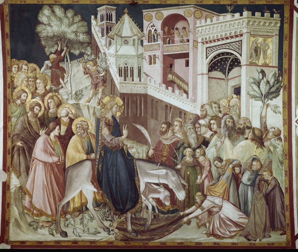 Entrada de Cristo em Jerusalém - Fresco por Pietro Lorenzetti (1280-1348) de Pietro Lorenzetti
