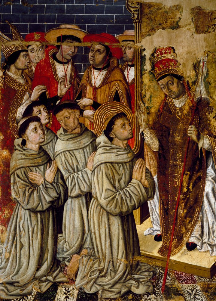 Ciclo de milagres, detalhe do Altar de San Bernardino, de Joan Figuera e Tomas Rafael (activo na segunda metade do século XVI), tempera em painel, 399x253 cm. Pormenor. de Rafael & Figuera Joan (active c.1454-1477) Tomas