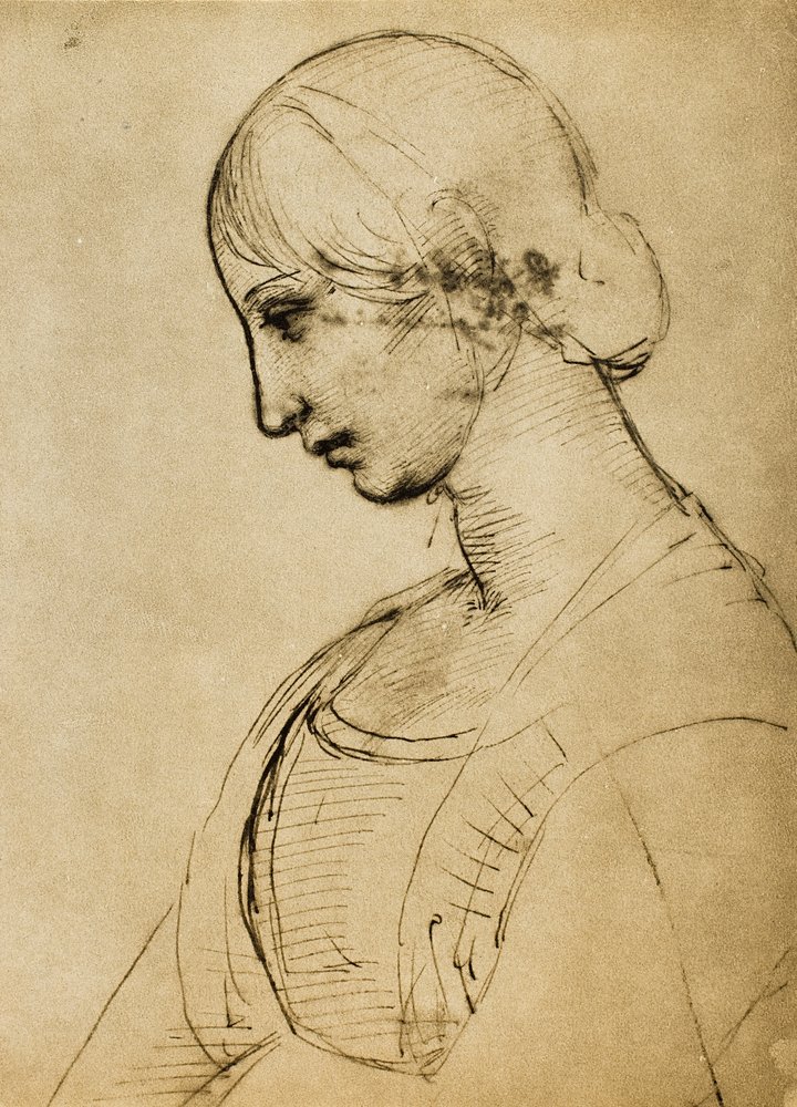 Estudo para uma Madalena; desenho de Raphael. Gabinete de Desenhos e Gravuras, Galeria Uffizi, Florença de Raffaello Sanzio Raphael