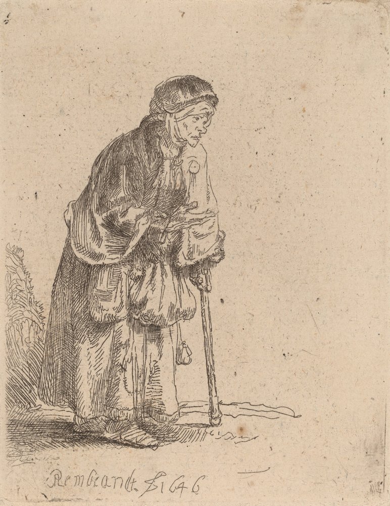 Mendiga apoiada em uma vara, 1646. de Rembrandt van Rijn