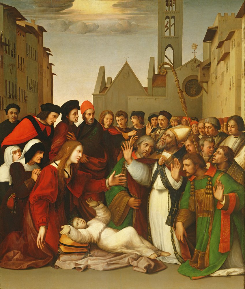 São Zenóbio, levantando um menino dos mortos de Ridolfo , Il Ghirlandaio
