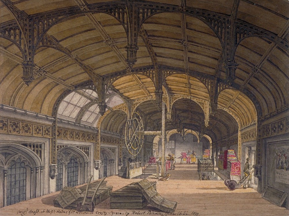 Vista interior do Crosby Hall no número 36 Bishopsgate, City of London, 1819 de Robert Blemmell Schnebbelie