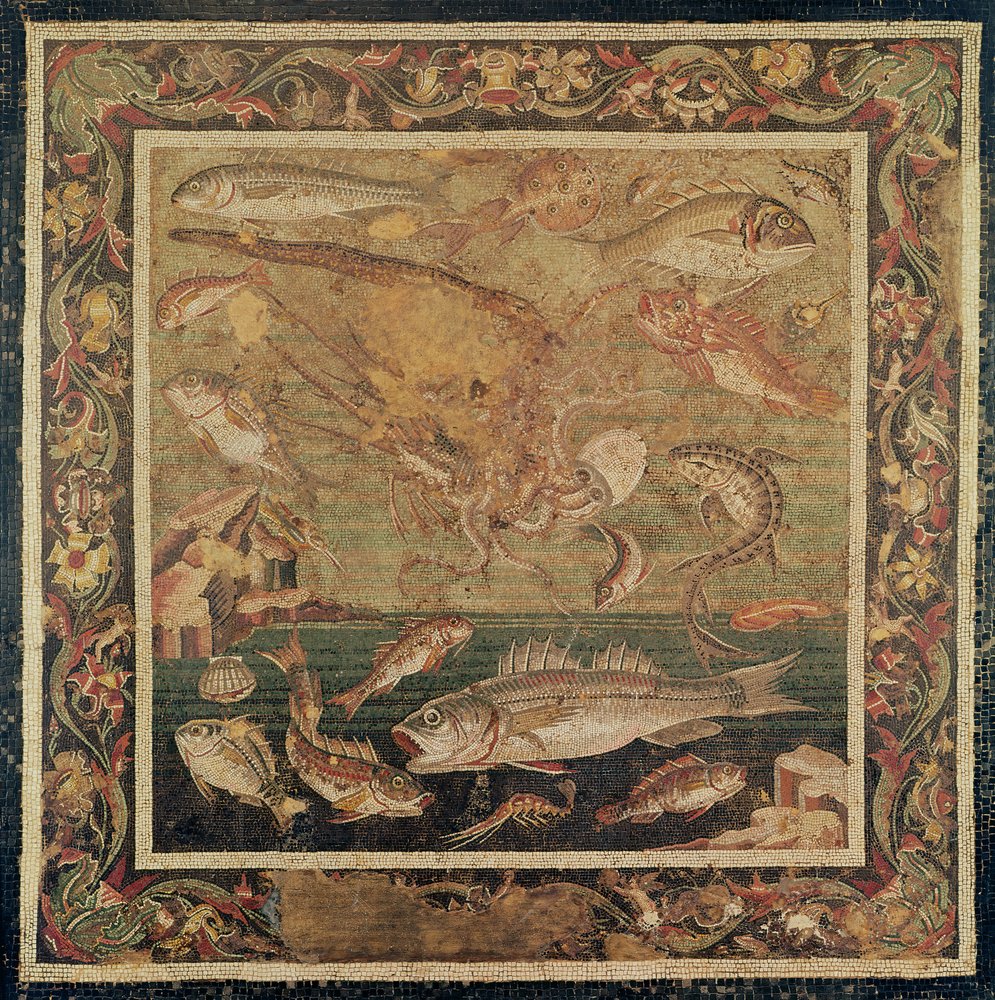Peixe, Moluscos e Crustáceos (mosaico) de Roman