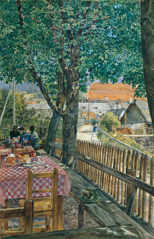 Wirtshausgarten | Rudolf Bernt | Impressão de arte