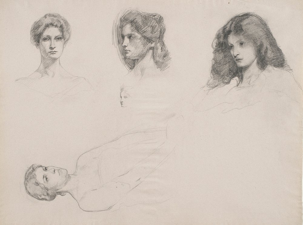 Esboço de cabeças femininas de Samuel Isham