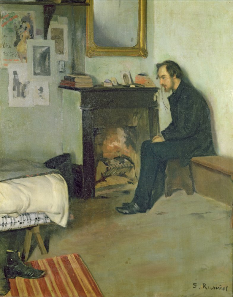 O boémio, retrato de Erik Satie no seu ateliê em Montmartre, 1891 de Santiago Rusiñol