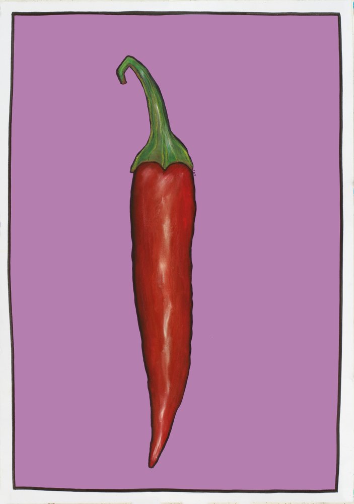 Chilli Purple, 2005 (óleo e pastel sobre papel) de Sarah Thompson-Engels