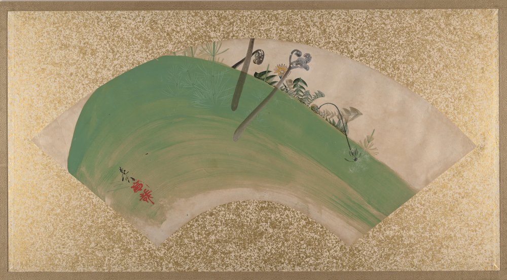 Flores na grama, final do século XIX. de Shibata Zeshin