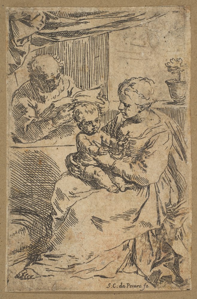 Sagrada Família com um rosário, ca. 1640-1642. de Simone Cantarini