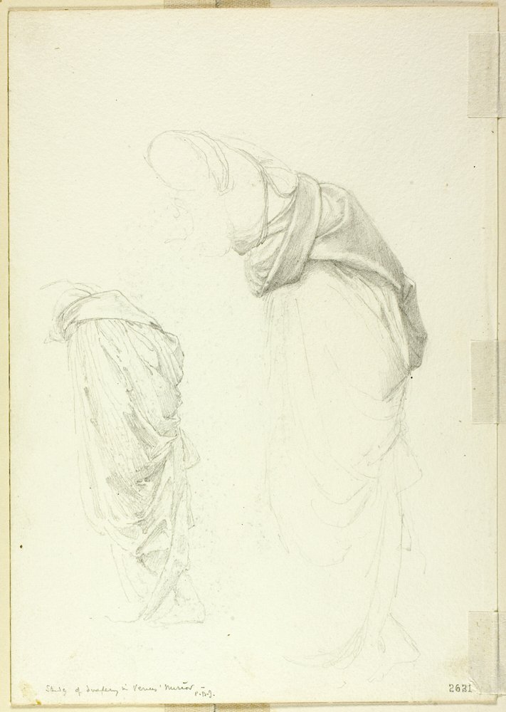 Drapery, dois estudos para The Mirror of Venus de Sir Edward Burne Jones