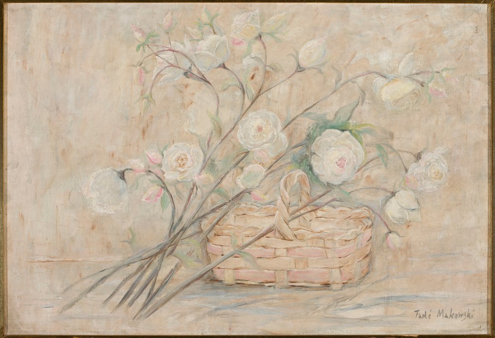 Rosas com um cesto de Tadeusz Makowski