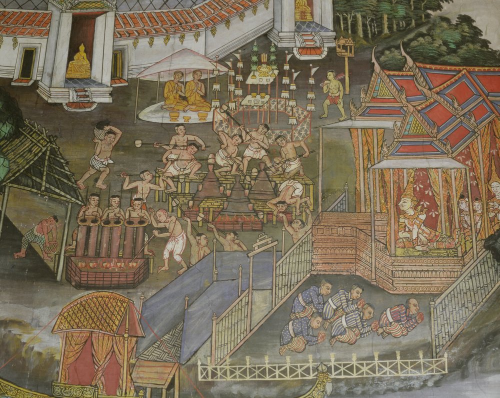 Detalhe da cidade de Phitsanulok, Wat Bowonniwet Vihara, Banguecoque de Thai School