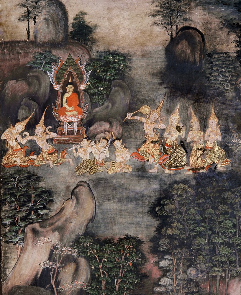 Tentação de Buda (pintura de parede) de Thai School