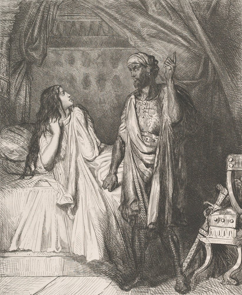 Você orou esta noite, Dedesmona: placa 12 do Ato 5 de Otelo, ..., gravado em 1844, reimpresso em 1900. de Théodore Chassériau